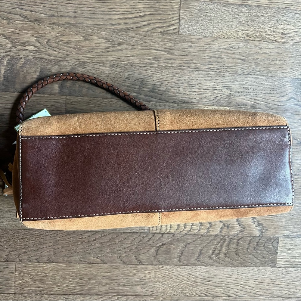 ‼️ SOLD ‼️Fossil Brown Suede Leather Shoulder Handbag - Picture 5 of 9
